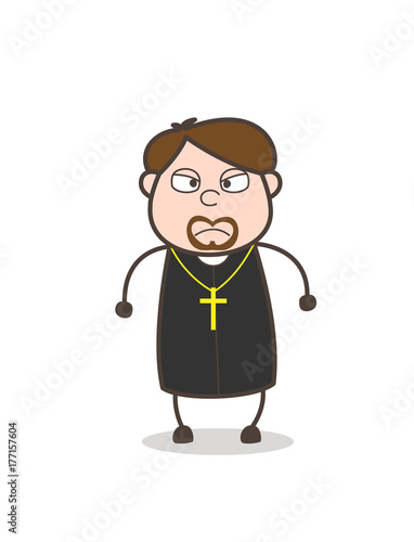 Aggressive Priest Face Vector