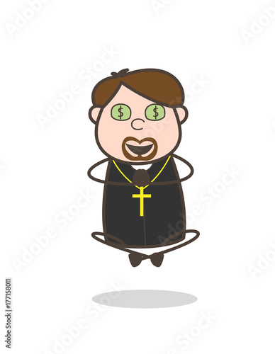 Greedy Priest with Money-Mouth Face Vector