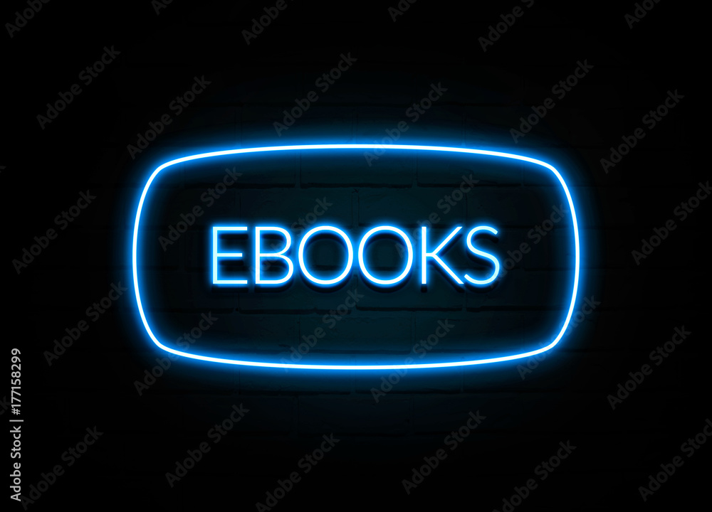Ebooks - colorful Neon Sign on brickwall Ebooks - colorful Neon Sign on brickwall