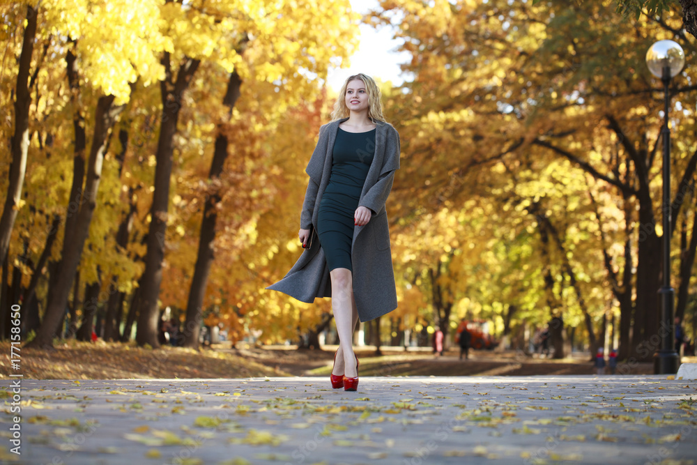 Portrait of a young beautiful woman in gray coat Portrait of a young beautiful woman in gray coat