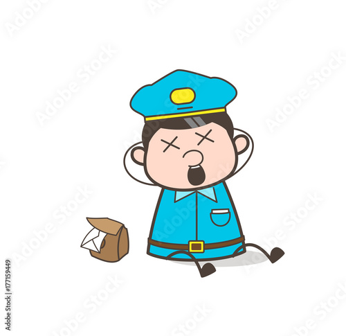 Comic Mailman Dizzy-Face Vector Illustration