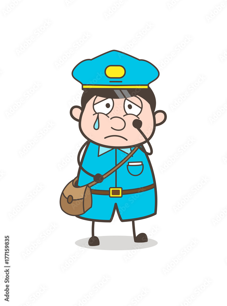 Emotional Postman Crying Face Vector