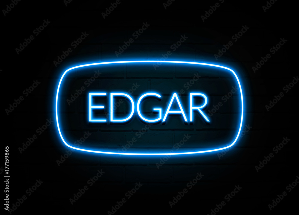 Edgar - colorful Neon Sign on brickwall Edgar - colorful Neon Sign on brickwall