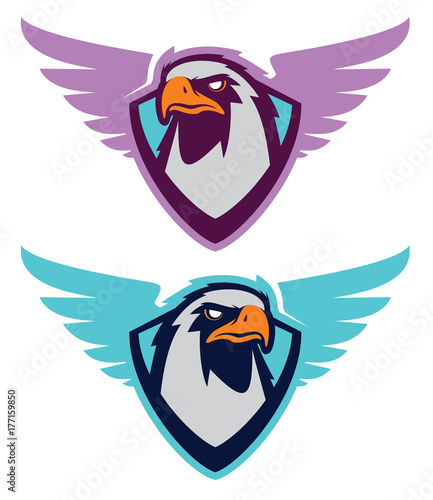Eagle sport logotype for college team. Isolated on white background