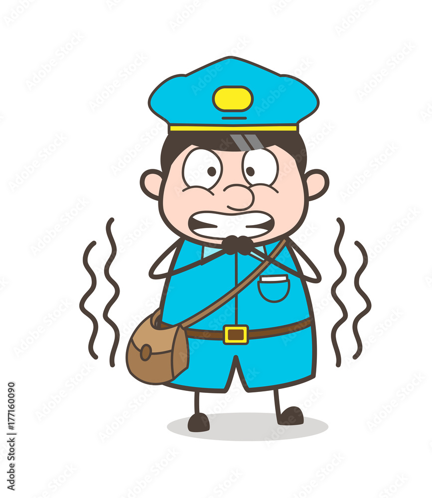 Shivering Postboy in Fear Vector