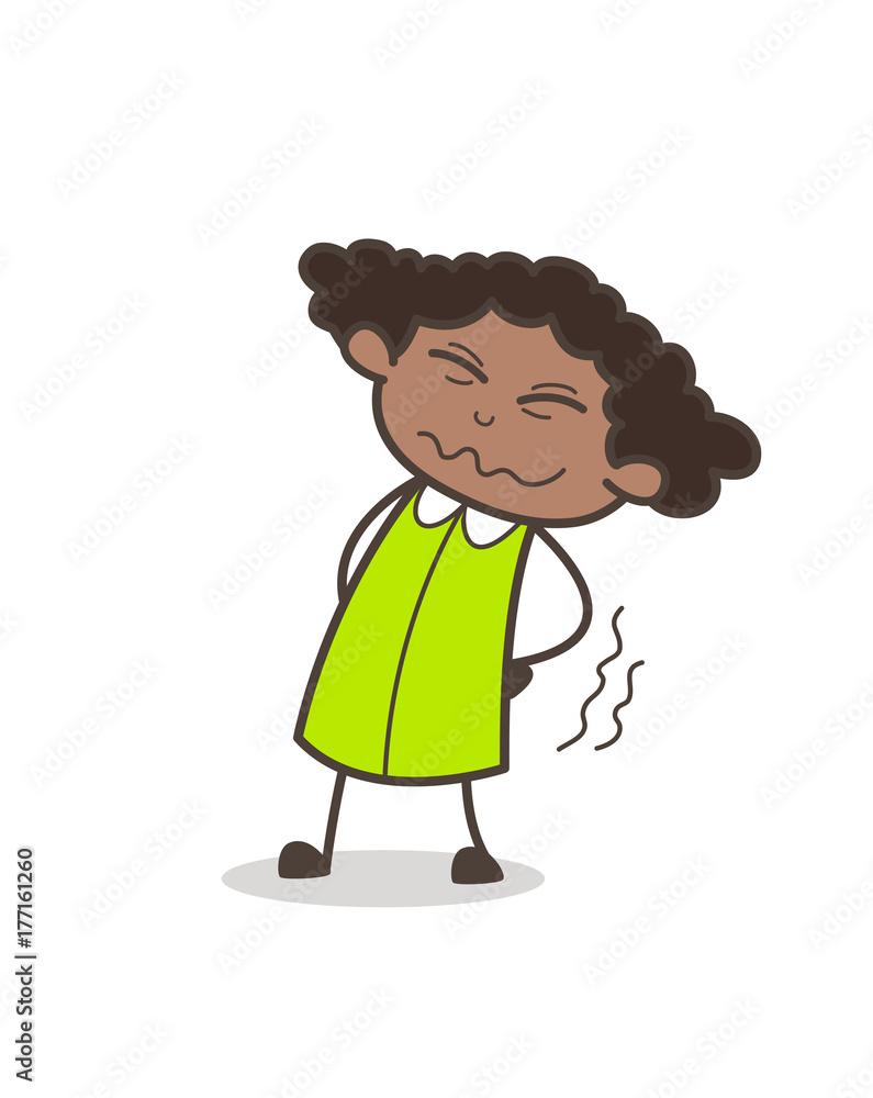 Comic Girl Suffering from BodyPain Vector Illustration Stock Vector