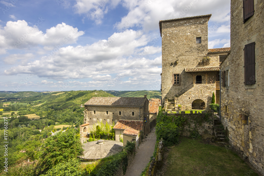 The streets and houses of Cordes-sur-Ciel, a beautiful medieval town in southern France