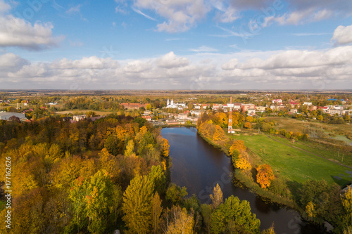 Autumn in the town, view from above