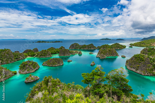 Pianemo Islands, Blue Lagoon with Green Rockes, Raja Ampat, West Papua. Indonesia photo