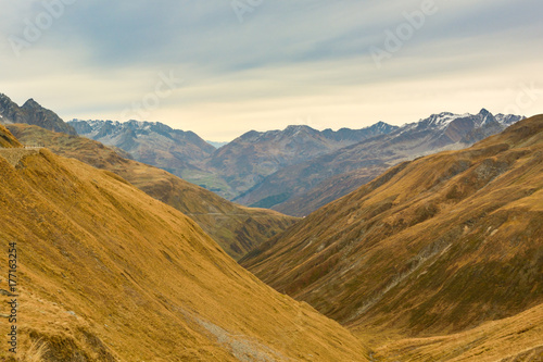 Beautiful brown autumn Alps as seen from Furka pass, Switzerland
