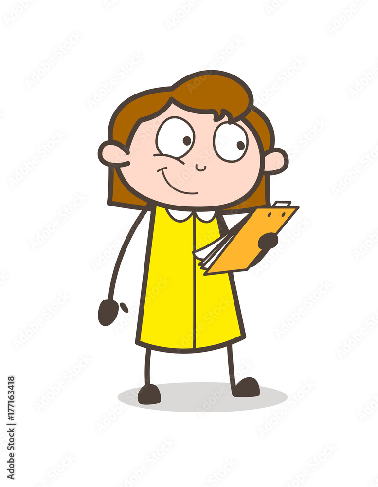 Smiling Businesswoman with List of Work Vector Smiling Businesswoman with List of Work Vector
