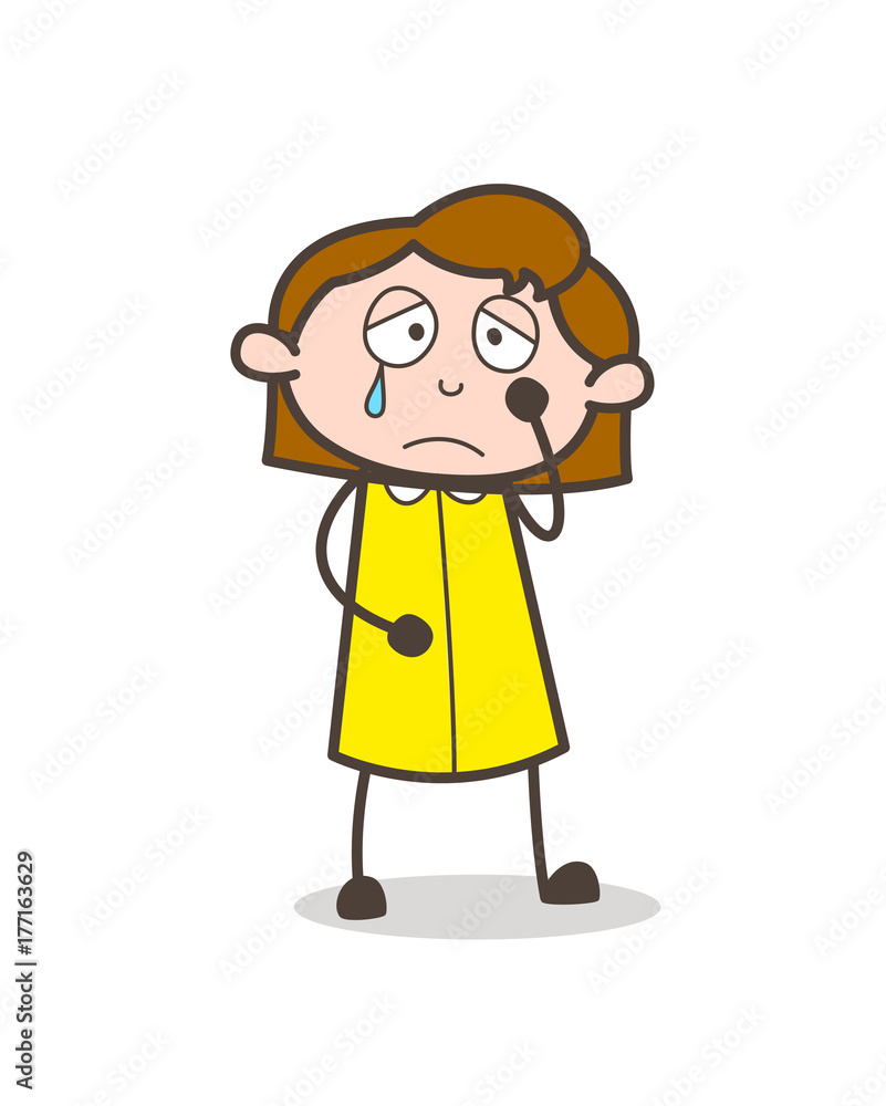 Emotional Young Lady Crying Face Vector Emotional Young Lady Crying Face Vector