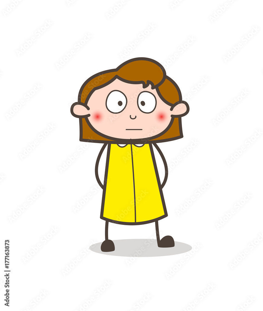 Comic Expressionless Girl Flushed Face Vector