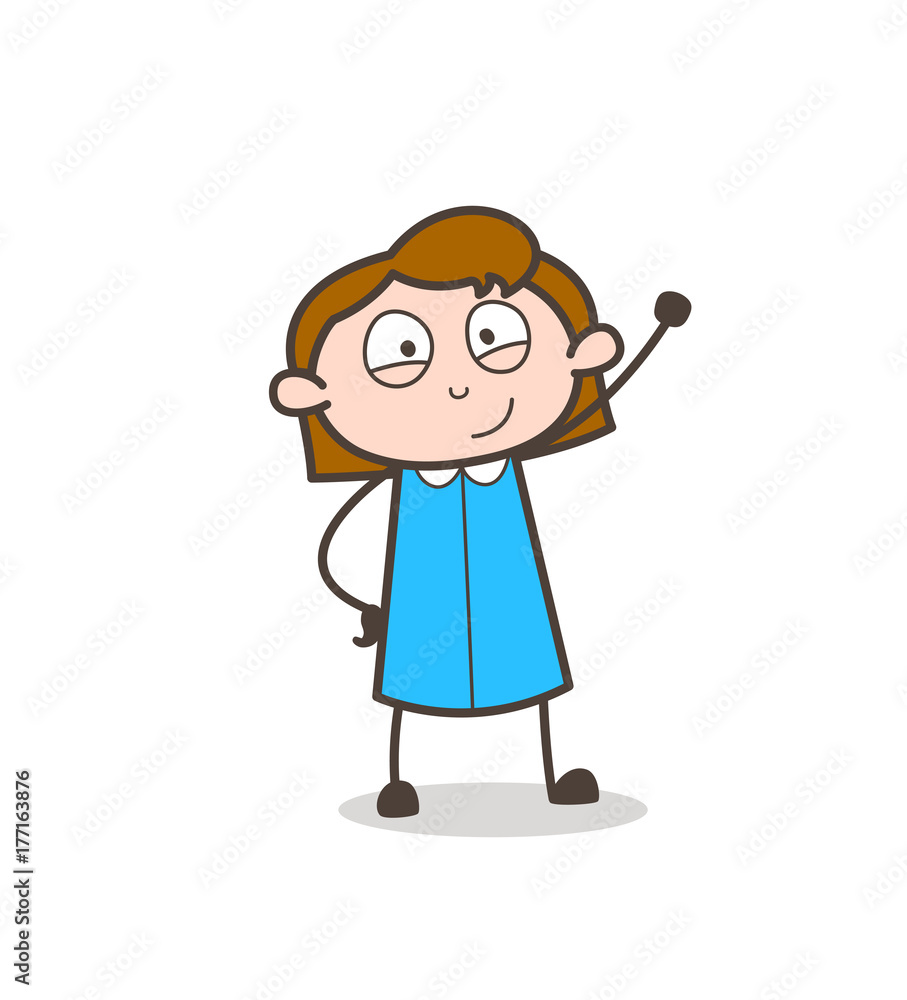 Happy Girl Raising Hand after Success Vector Happy Girl Raising Hand after Success Vector