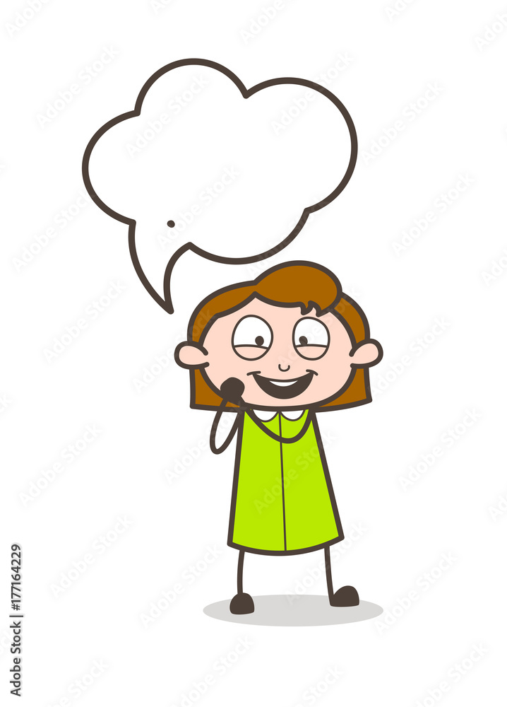 Cute Girl Excited Expression with Speech Bubble Cute Girl Excited Expression with Speech Bubble