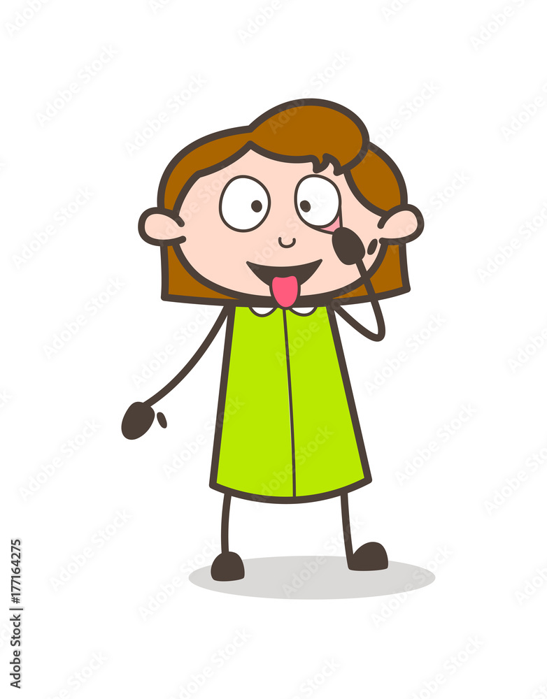 Happy Funny Girl Showing Eyes and Tongue Vector Happy Funny Girl Showing Eyes and Tongue Vector