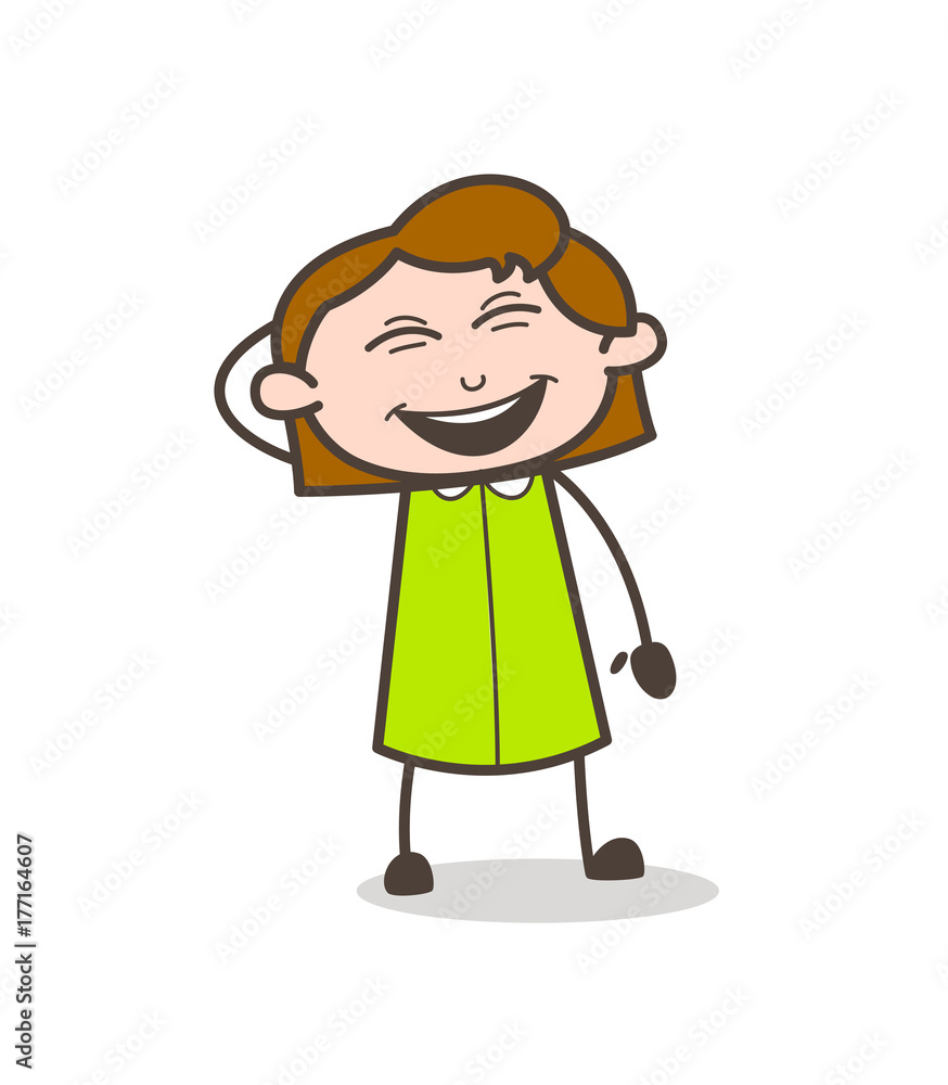 Cheerful Girl Laughing Loudly Vector