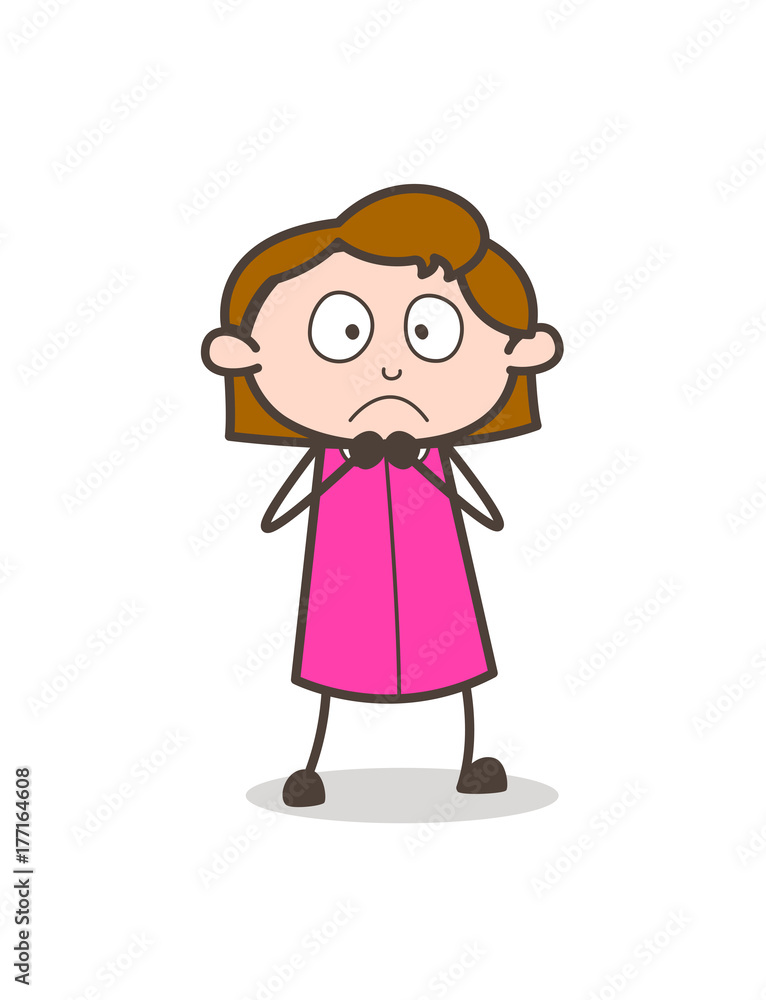 Young Girl Frowning Face Vector Young Girl Frowning Face Vector