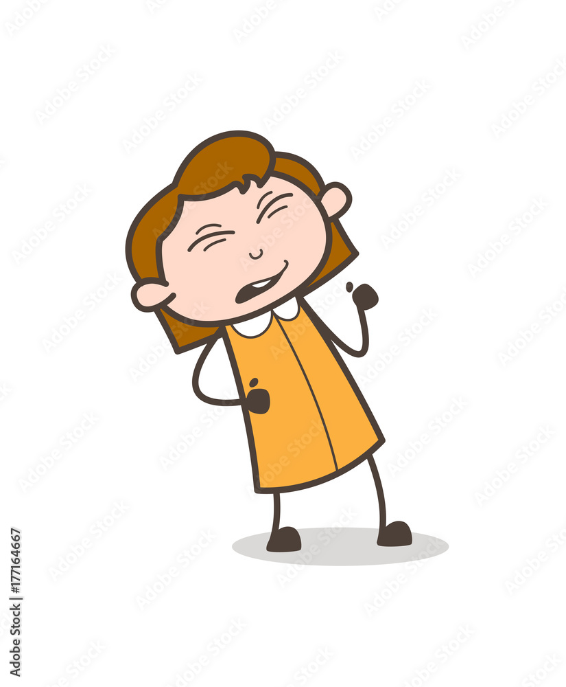 Funny Girl Grimacing Expression Vector Funny Girl Grimacing Expression Vector