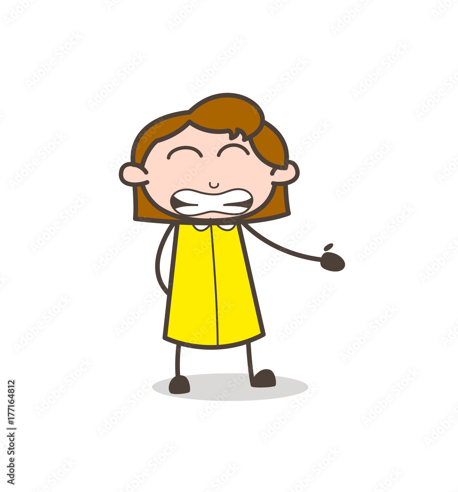 Comic Girl Grimacing Face Expression and Gesture Vector Comic Girl Grimacing Face Expression and Gesture Vector