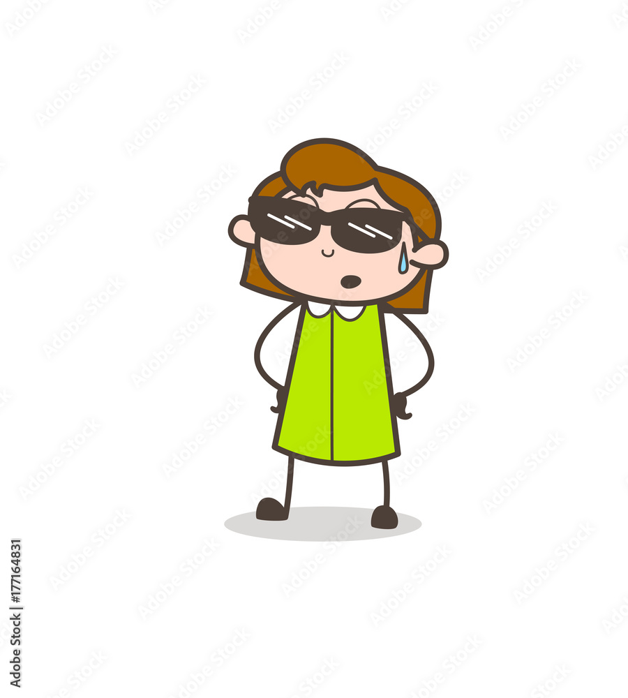 Fancy Girl with Sunglasses Vector Illustration