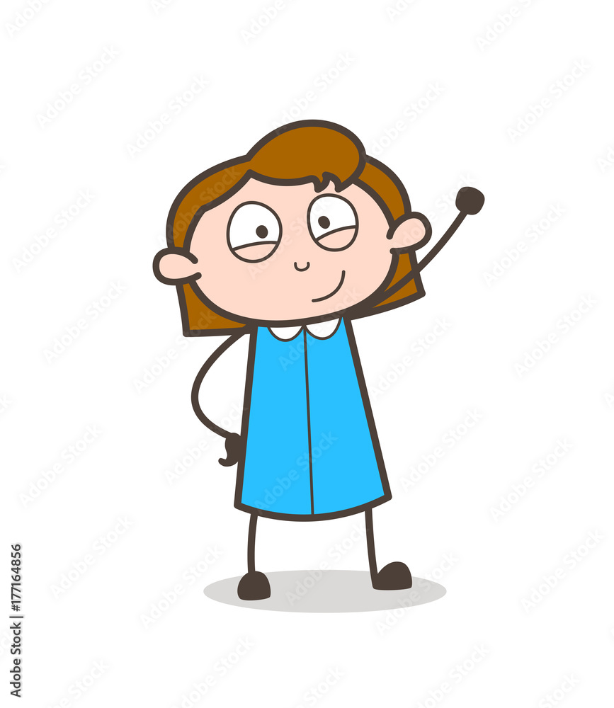 Smiling Girl Raising Hand Vector Smiling Girl Raising Hand Vector