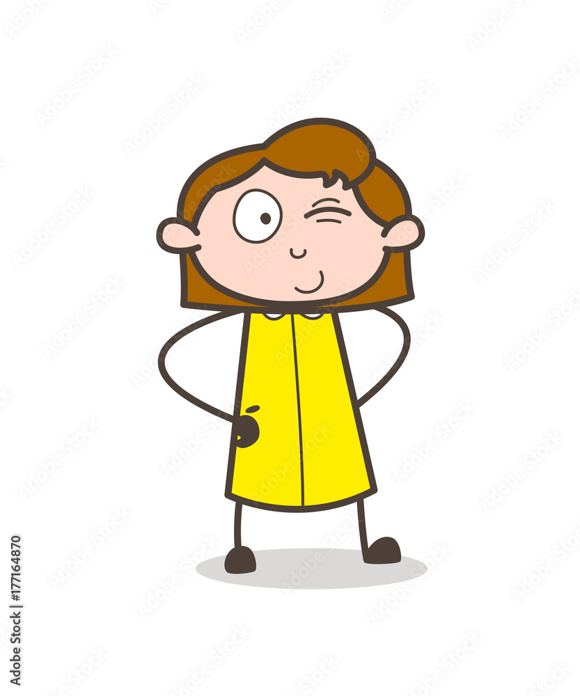 Naughty Young Girl Winking Eye Face Expression Vector Naughty Young Girl Winking Eye Face Expression Vector