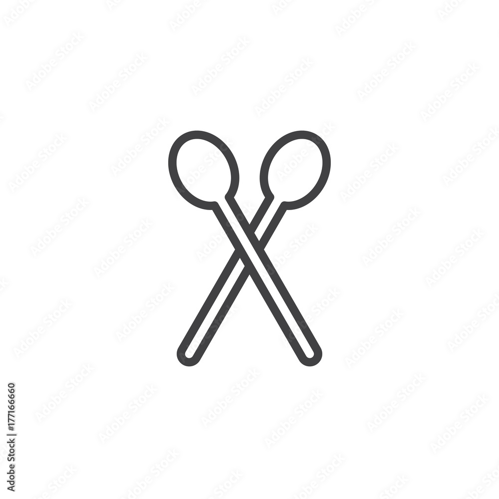 Tea spoons line icon, outline vector sign, linear style pictogram isolated on white. Symbol, logo illustration. Editable stroke Tea spoons line icon, outline vector sign, linear style pictogram isolated on white. Symbol, logo illustration. Editable stroke
