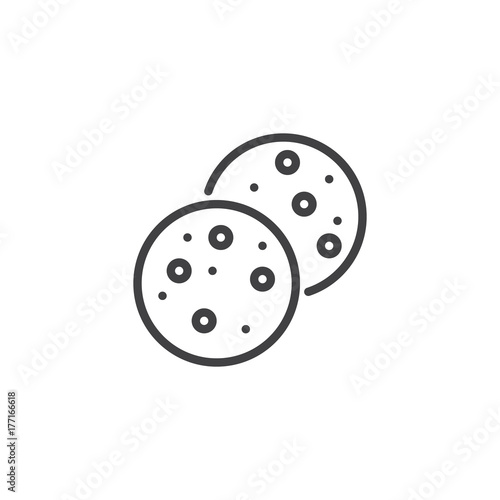 Sweet cookies line icon, outline vector sign, linear style pictogram isolated on white. Symbol, logo illustration. Editable stroke