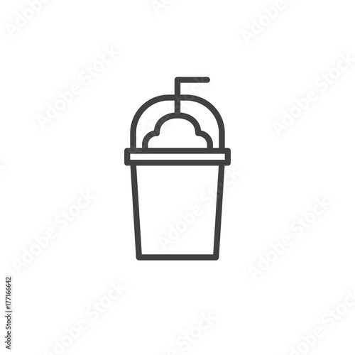 Frappe chilled drink line icon, outline vector sign, linear style pictogram isolated on white. Symbol, logo illustration. Editable stroke
