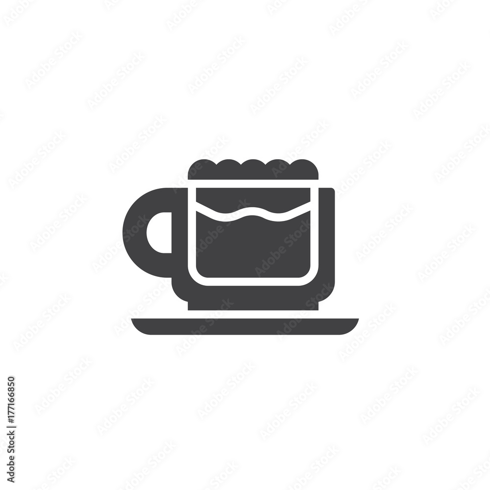Cup of latte drink icon vector, filled flat sign, solid pictogram isolated on white. Symbol, logo illustration. Cup of latte drink icon vector, filled flat sign, solid pictogram isolated on white. Symbol, logo illustration.