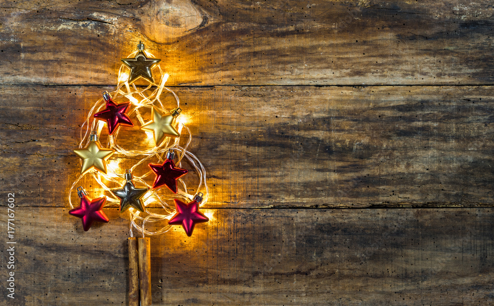 Poster, Print Weihnachtsbaum mit Lichter Beleuchtung, 40x24.8 cm