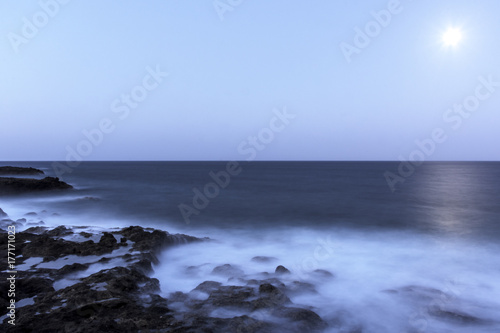 Moon over the ocean - Lanzarote, Canary Islands, Spain
