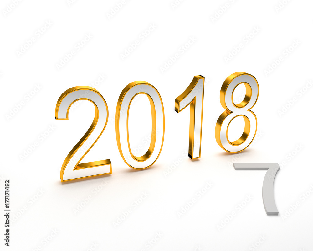 New year 2018 gold numbers in 3D render. New year 2018 gold numbers in 3D render.