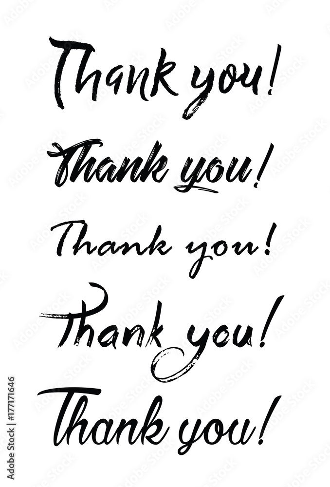 Thank you card. Hand drawn lettering. Ink Vector illustration.