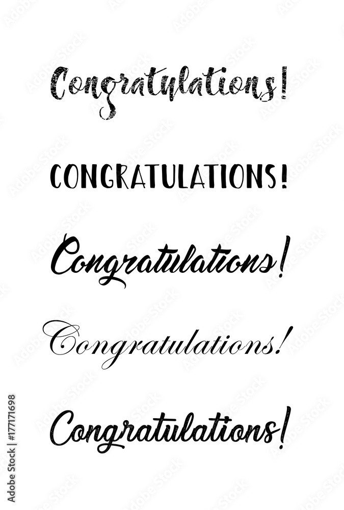 Congratulations lettering. Calligraphy handwritten phrase for your design. Congratulations lettering. Calligraphy handwritten phrase for your design.