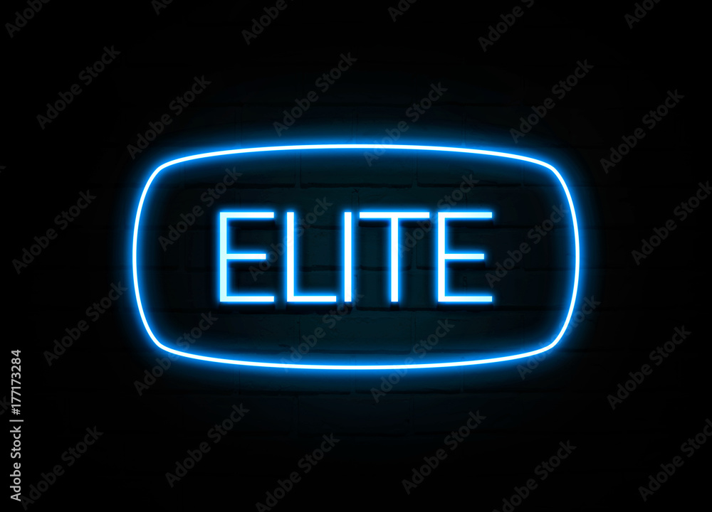 Elite - colorful Neon Sign on brickwall Elite - colorful Neon Sign on brickwall