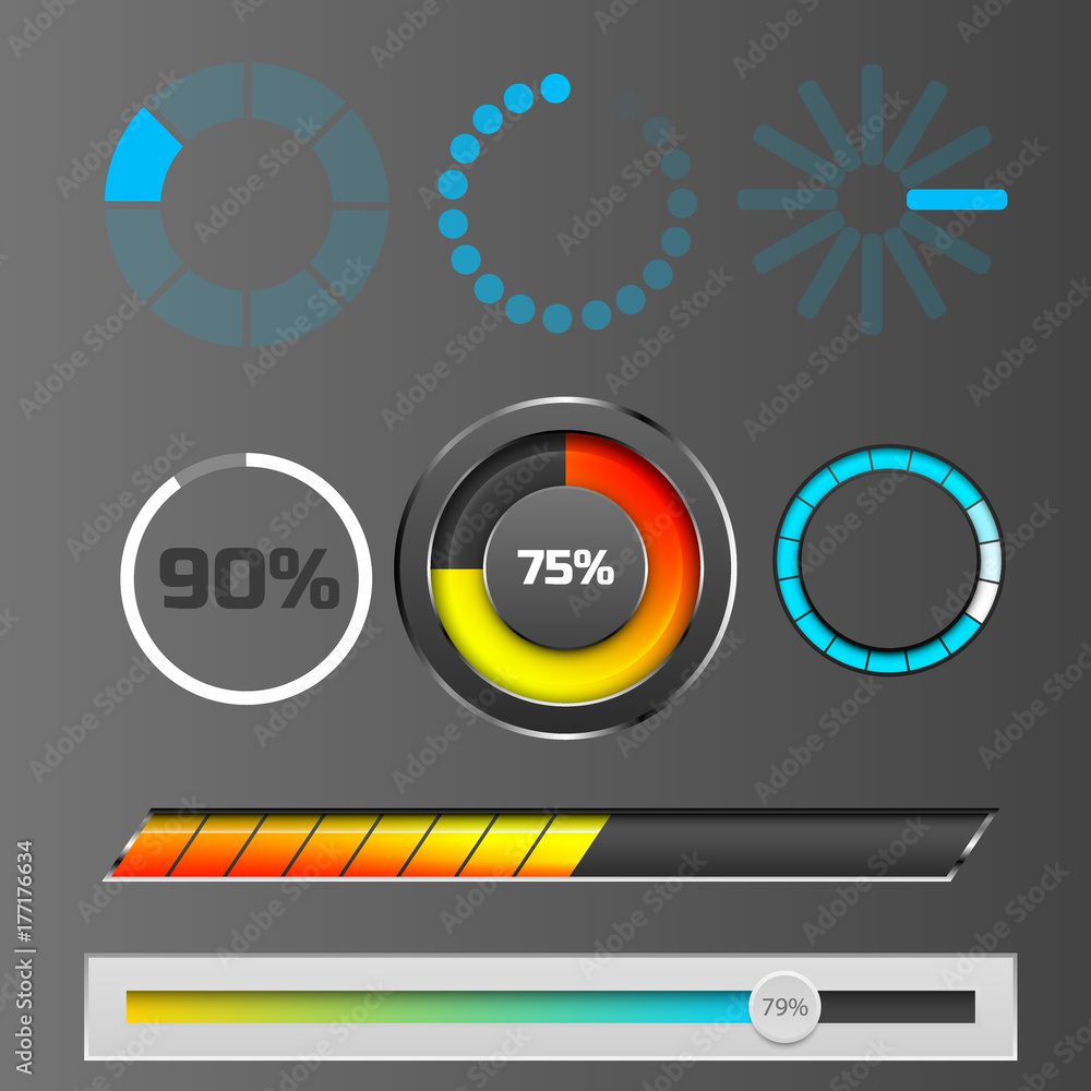 Progress loading bar indicators download progress ui-ux web interface ...