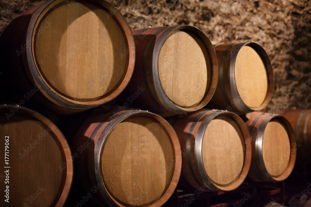 Old wine barrels in the a wine cellar