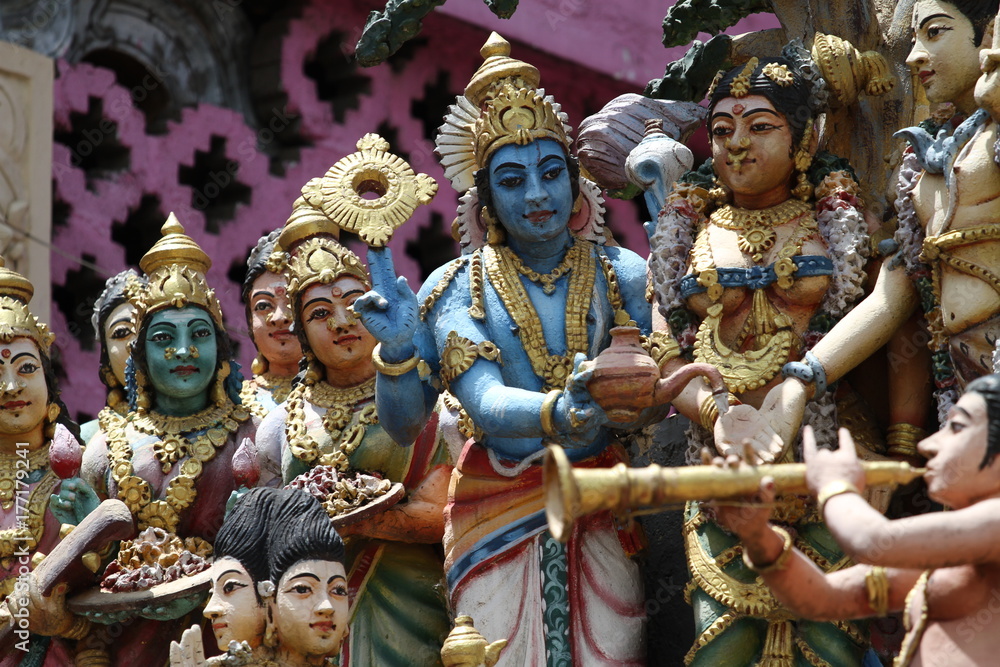Figuren auf Hindu Tempel