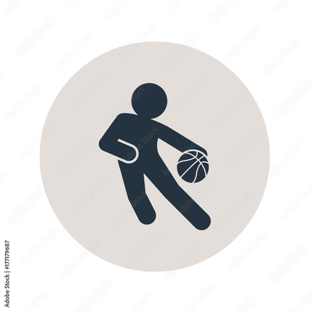 Icono plano jugador de baloncesto en circulo gris Stock Vector | Adobe Stock