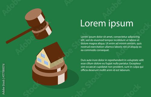 Isometric 3D vector illustration auction and bidding concept