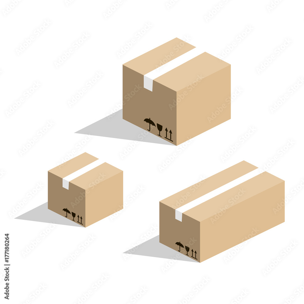 Isometric 3D vector illustration cardboard box for goods Isometric 3D vector illustration cardboard box for goods