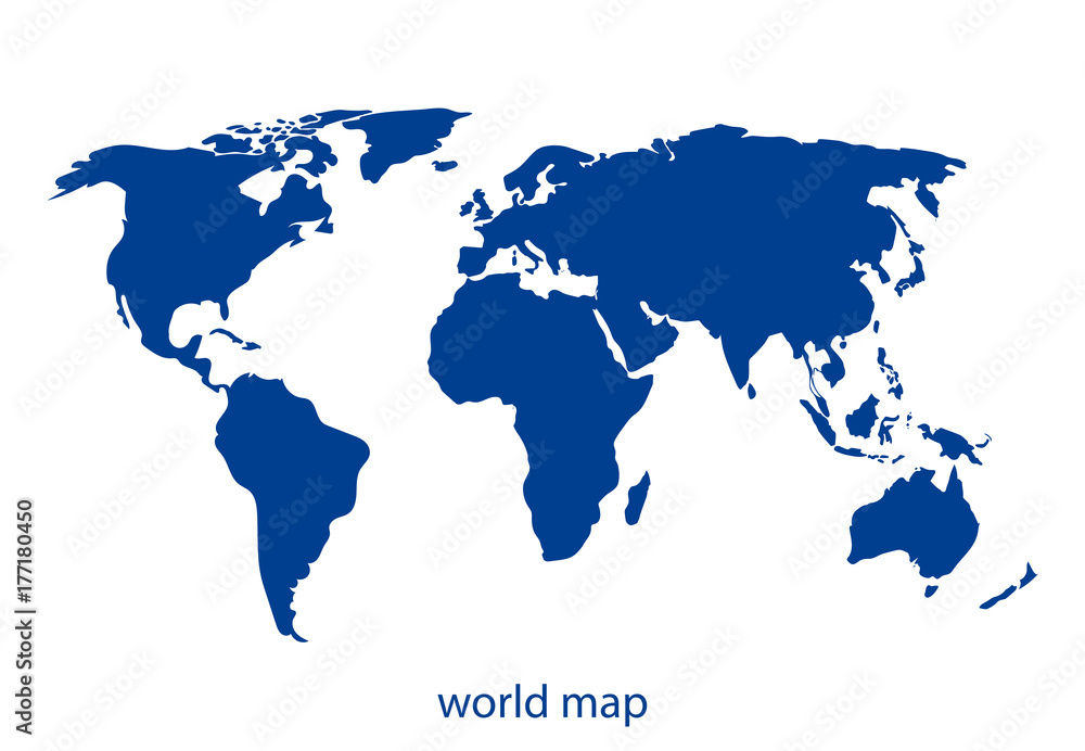 Blue world map on white background vector illustration