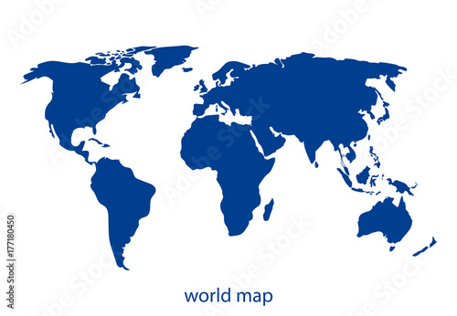 Blue world map on white background vector illustration