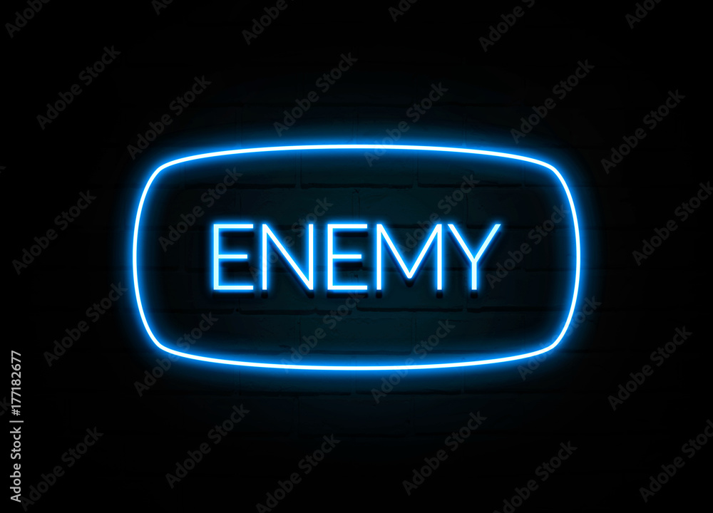Enemy - colorful Neon Sign on brickwall Enemy - colorful Neon Sign on brickwall