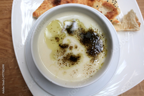 Plate with Turkish Yogurt Soup