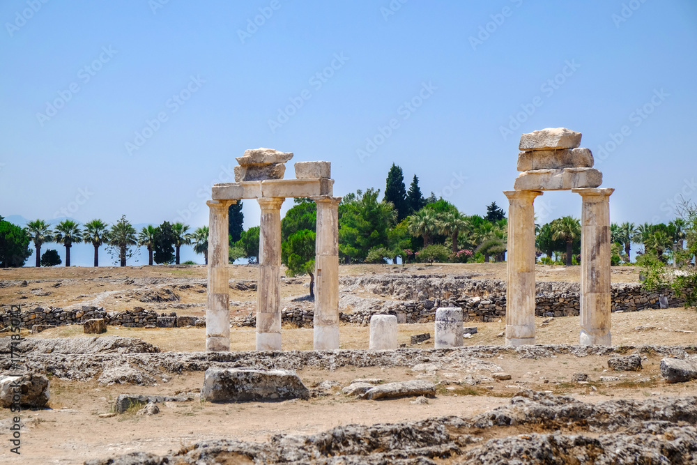 Beautiful landscape with ancient ruins on sunny day