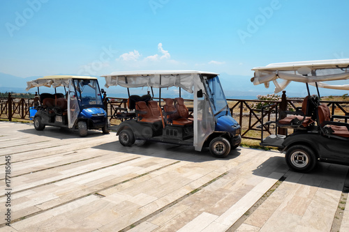 Obraz na plátně Modern buggies parked at resort