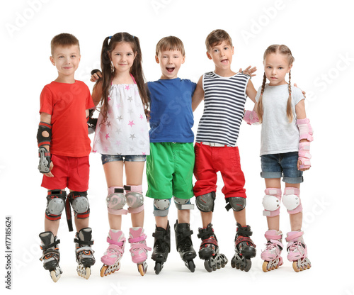 Cute children on roller ska...